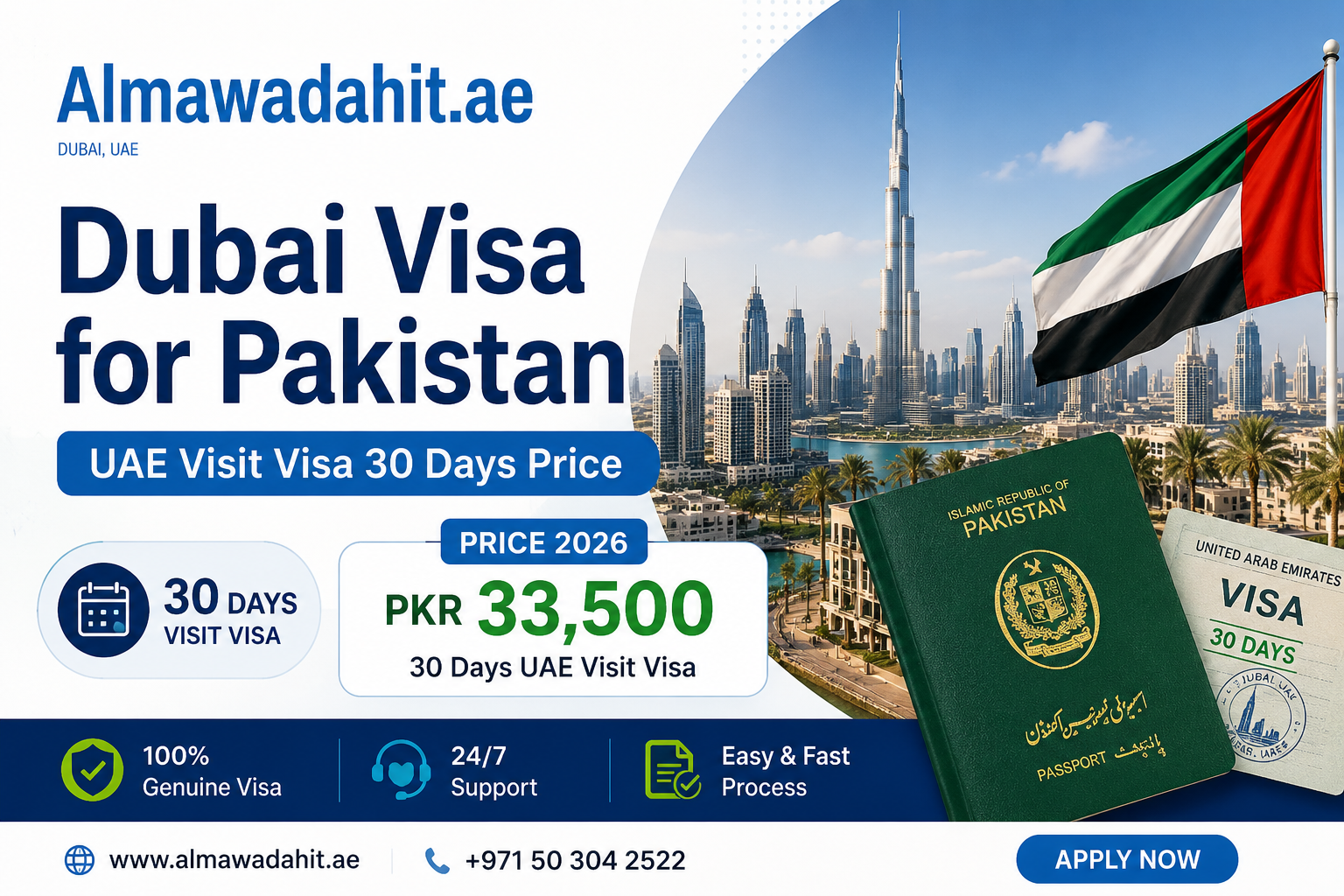 Dubai Visa for Pakistan Price 2026 UAE Visit Visa 30 Days Price