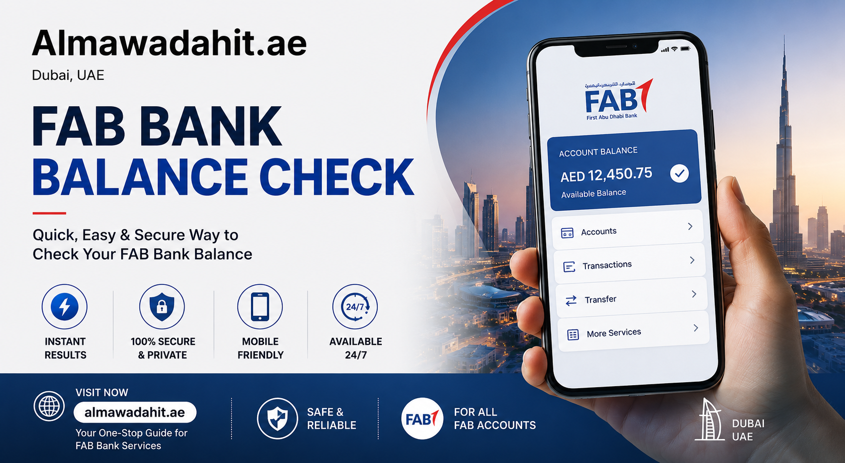 FAB Bank balance check in Dubai