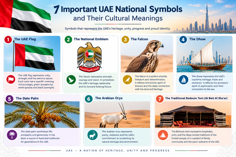UAE National Symbols Infographic Poster